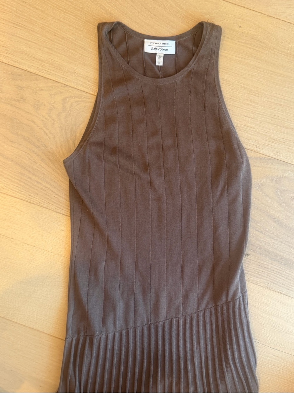 & Other Stories Sleeveless Ribbed Maxi Dress in Chocolate Brown - Picture 6 of 6